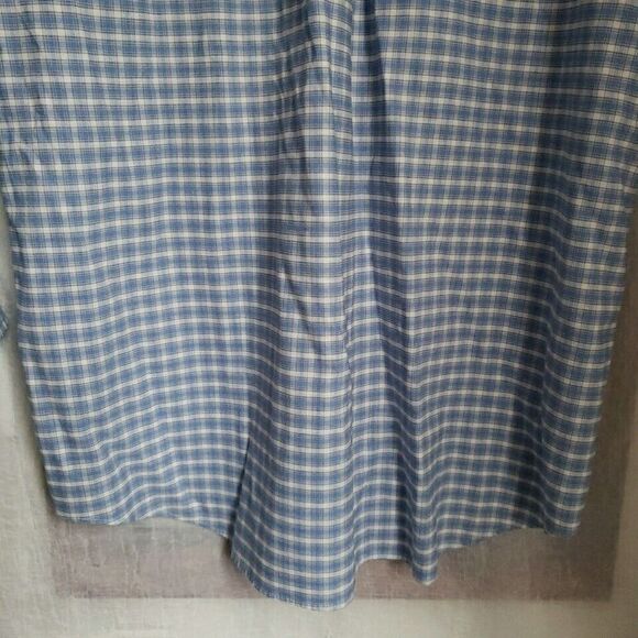 Chaps Mens Shirt Size L 16.5 Long Sleeve Button Up Blue Plaid Regular Fit Oxford - Picture 11 of 12